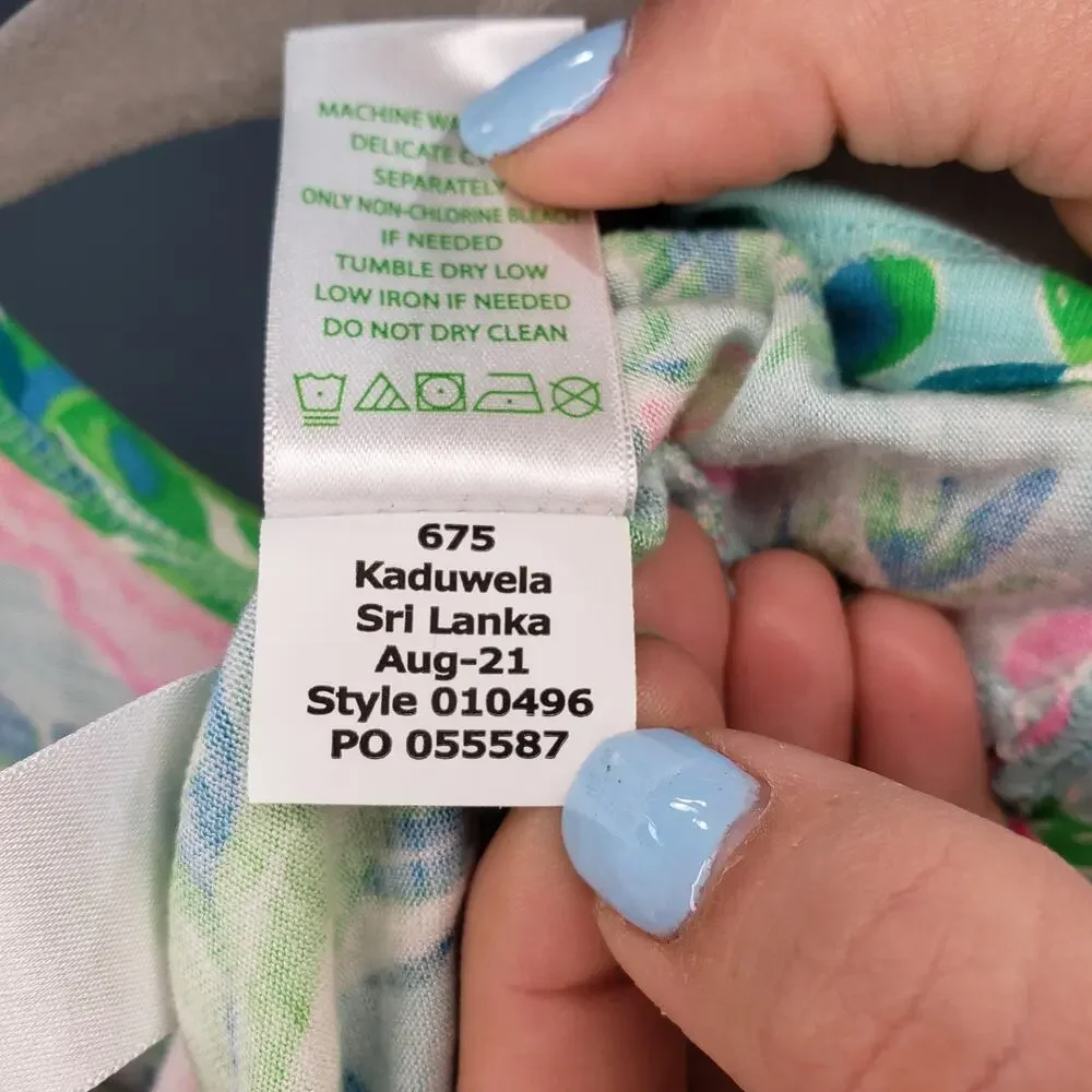 Lilly Pulitzer Lucretia Pajama Top Small Seasalt Blue Fruity Flamingo Floral